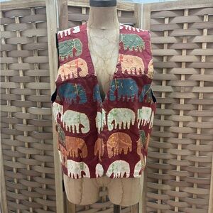 Vintage Soho Compagnie Handstitched Elephant Vest. Made in India
